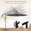 Parasol de terrasse décalé 10 pi avec parasol solaire à DEL 360 ° rotatif gris