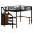 Metal Loft Bed With L-Shaped Desk And USB, Wardrobe And  Shelf, High Loft Bed With LED For Kids Teens Adults-752909193