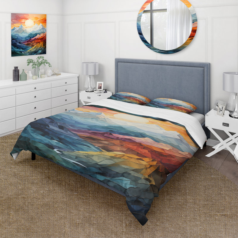 Ensemble de housse de couette Colorful Mountains Sharp Peaks III - Paysages - Microfibre de polyester