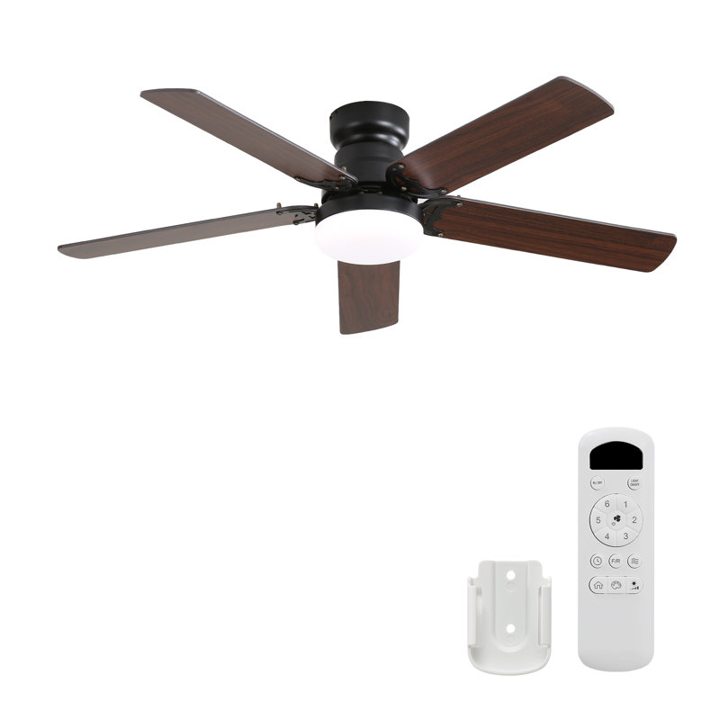 42 Inch Modern Black Ceiling Fan with LED Light, 5 Blades Remote Control Reversible DC Motor - Quiet Energy Efficient Ceiling Fan for Bedroom Living Room