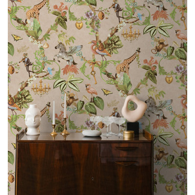 Safari Symphony Pink Non-Pasted Wallpaper
