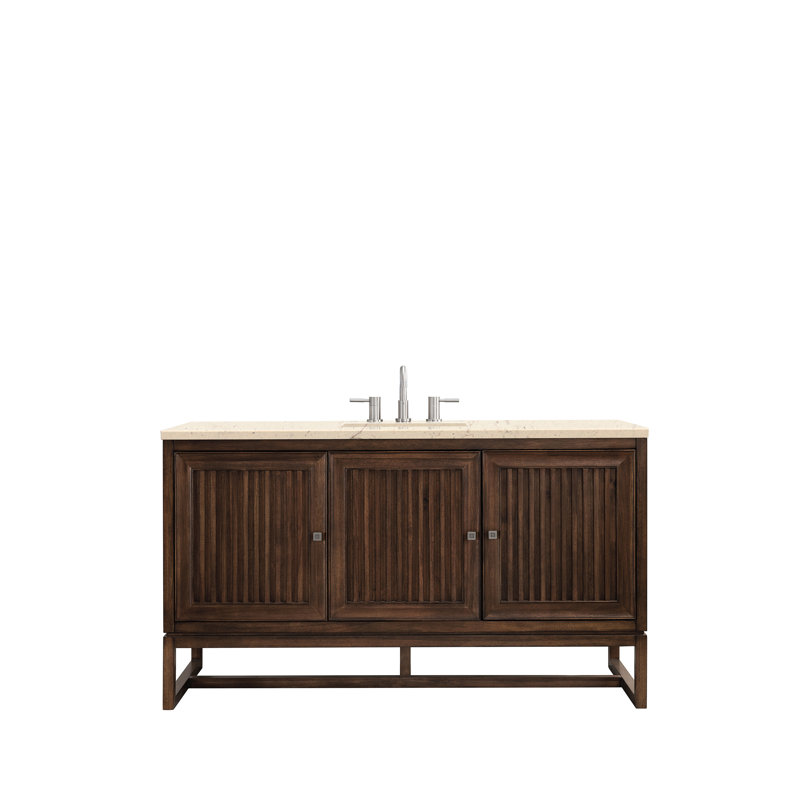 Athens 60'' W Single Vanity, Carrara White, Glossy White, 8" Widespread
