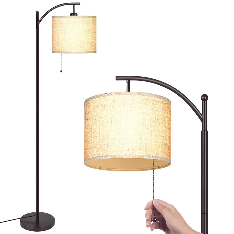 62.2" Arched Floor Lamp with Pull Chain, Bulb Included, Brown
