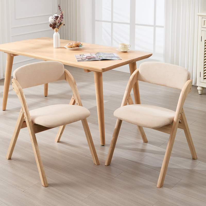 Upholstered Padded Stackable Folding Chair, Khaki/Natural