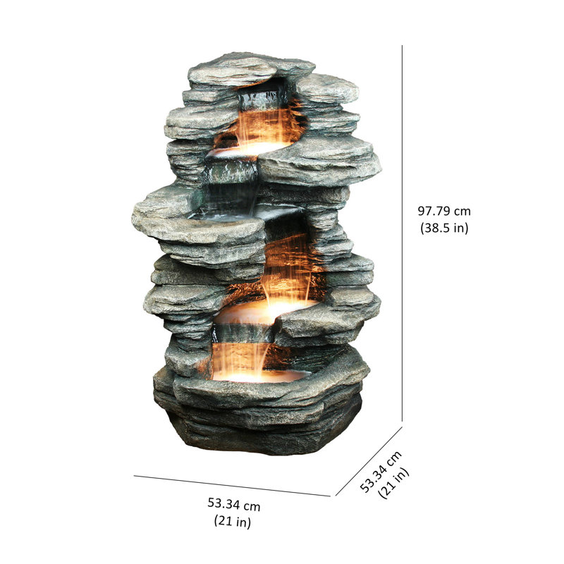 Resin Rock Level Fountain with Halogen Light