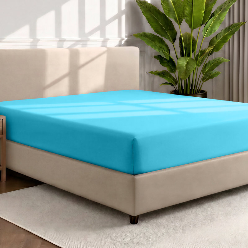 Microfiber Fitted Sheet, Aqua, Full Fitted Sheet