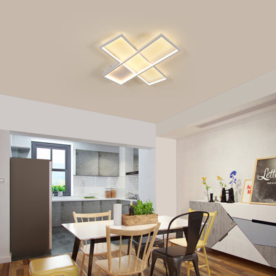 Modern 64cm White Dimmable LED Aluminium Ceiling Light With Remote