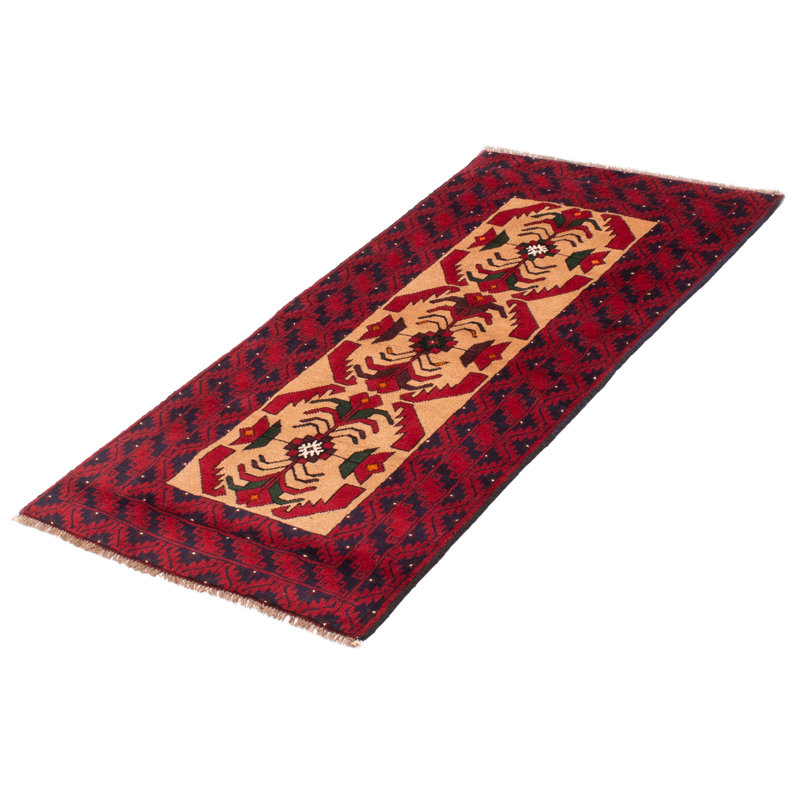 Tapis brun clair en laine noué à la main de conception unique 3 pi 1 po x 6 pi nouvel âge Kalgoorlie
