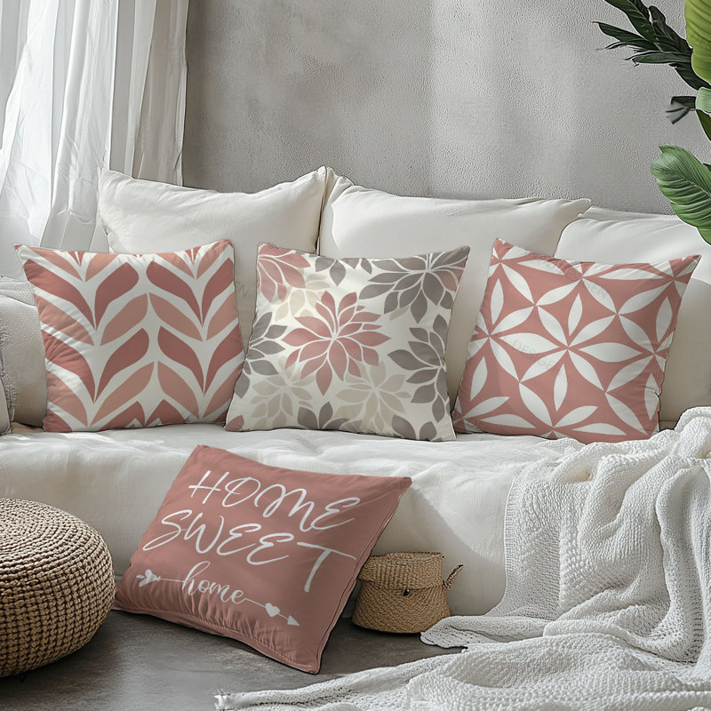 4 housses de coussin décoratif à motif de feuilles 4 pièces
