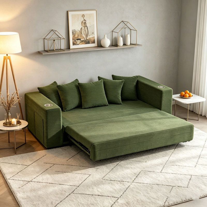 Canapé-lit pliant 76 po, Vert