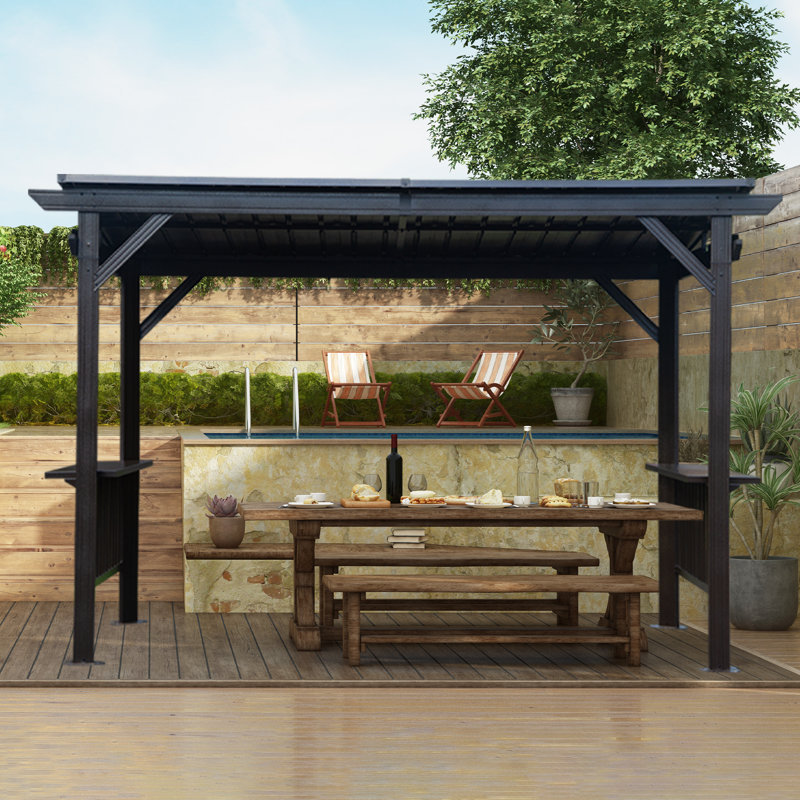 6.5 x 12 FT Hardtop Grill Gazebo, Gray