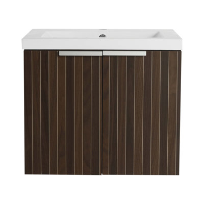 Armoire de salle de bain 24 po avec lavabo en résine, portes à fermeture douce, conception à fixation flottante