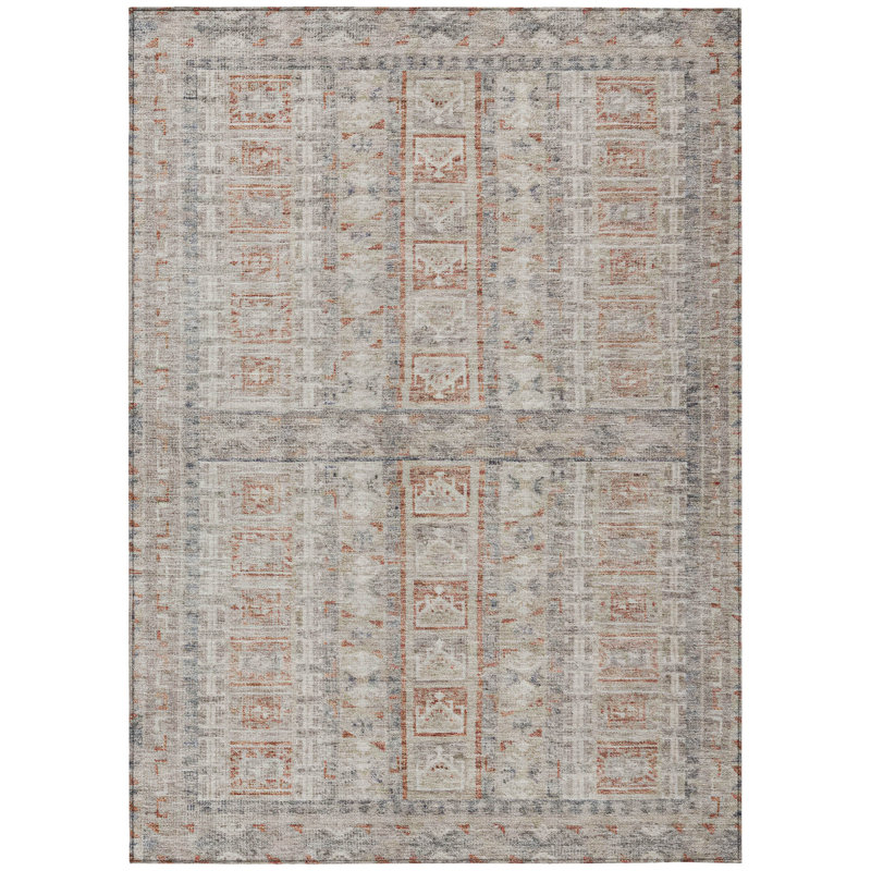 Machine Washable Indoor/Outdoor Brathwaite ACN2173 Striped Rug, Rectangle 8' x 10'