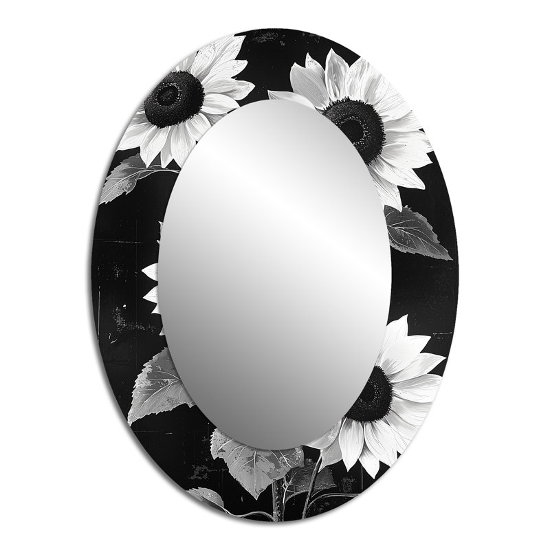 Miroir mural Midnight Sunflowers Beauty - Blanc, 40 po x 30 po