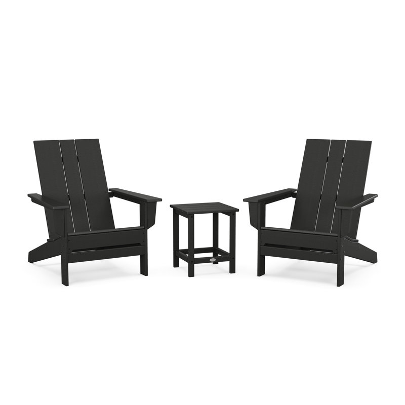 Chaise Adirondack d'extérieur avec table POLYWOOD x ALLModern, Noir, noir, noir, noir