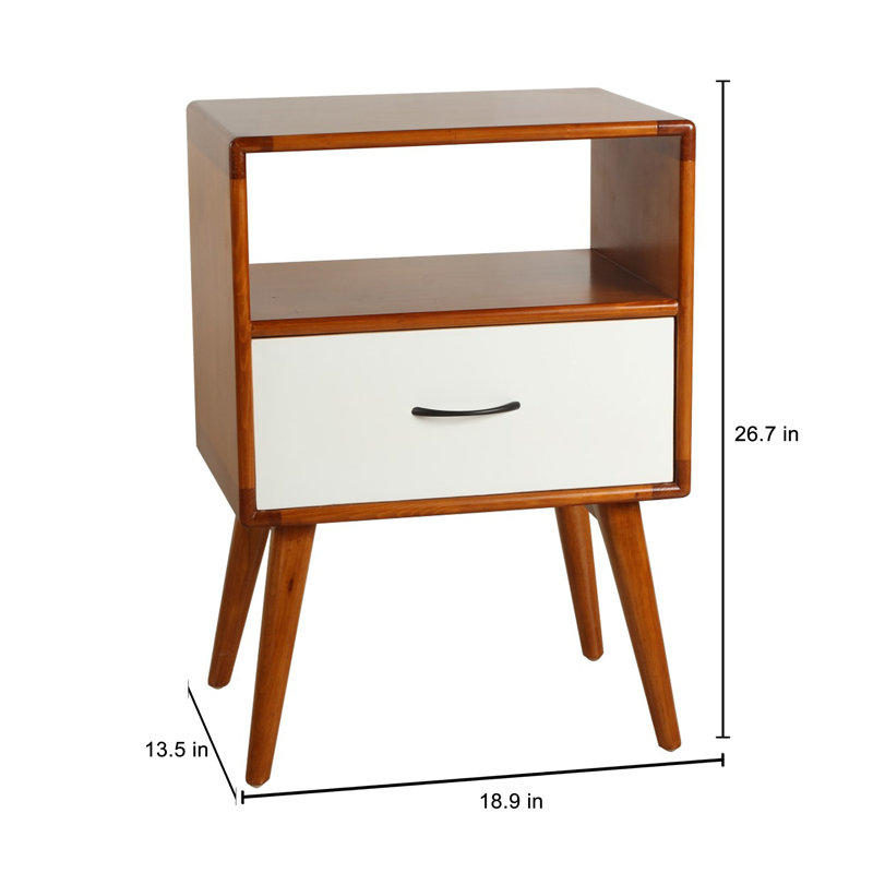 Solid Wood End Table, White