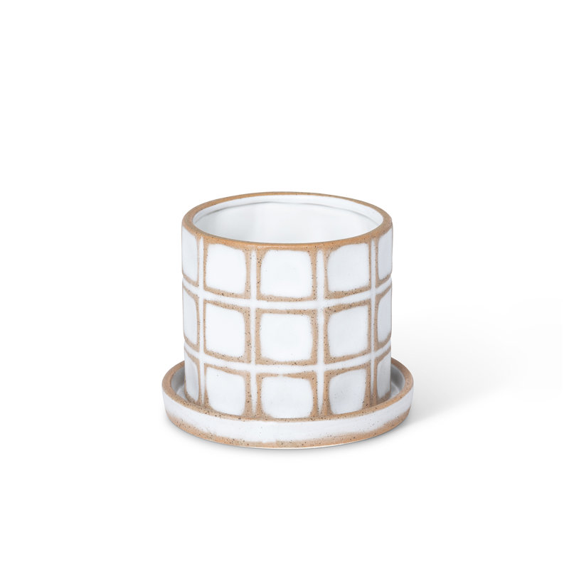 Pot en céramique avec soucoupe Harmony, H 5 po x l 6,25 po x P 6,25 po