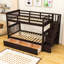 Lit superposé simple au-dessus de simple en bois avec tiroirs et escalier-2141409560