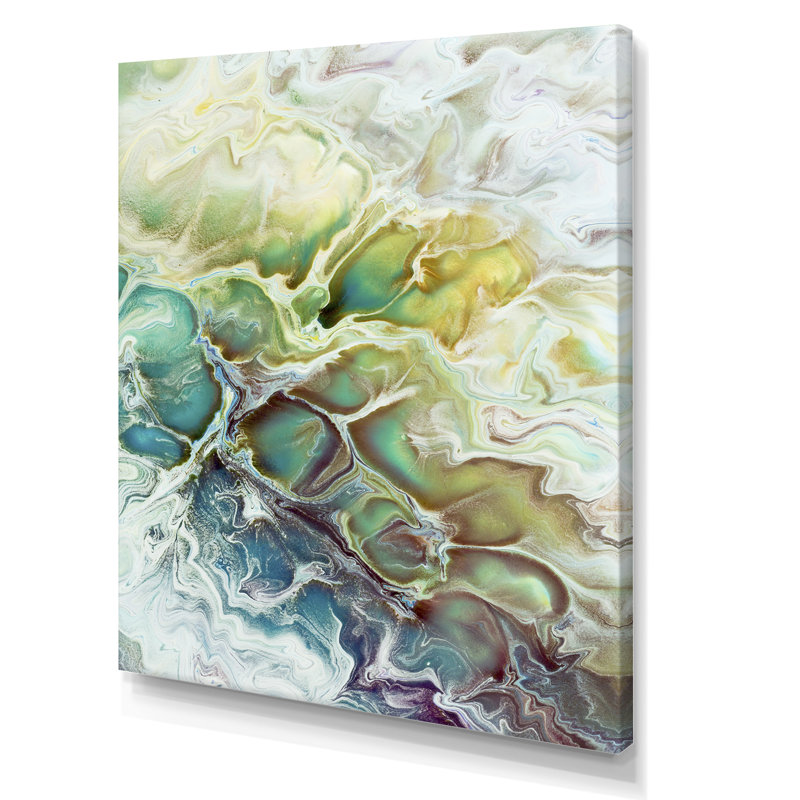 «Yellow and Green Abstract Strokes III», peinture sur toile, H 32 po x l 16 po, Toile tendue