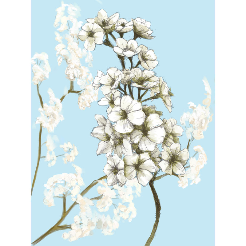 Cherry Blossoms I - Painting Print, 91cm H x 61cm W, Black Floater Framed