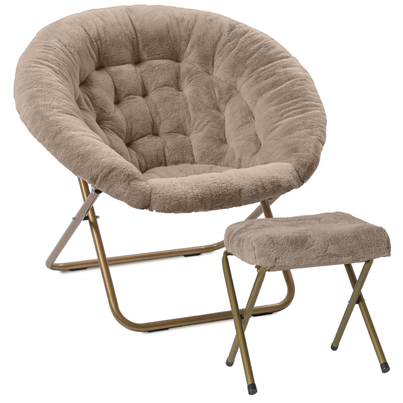 Fauteuil à soucoupe avec repose-pieds, Beige