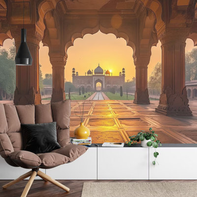 Indian Palace Sunrise Arch Architecture Wall Mural for Home Decor