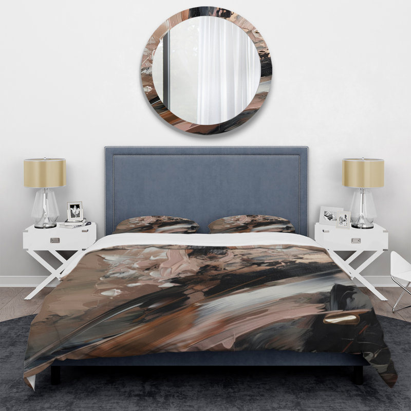 Ensemble de housse de couette en microfibre / polyester brun et noir Beyond Boundaries II