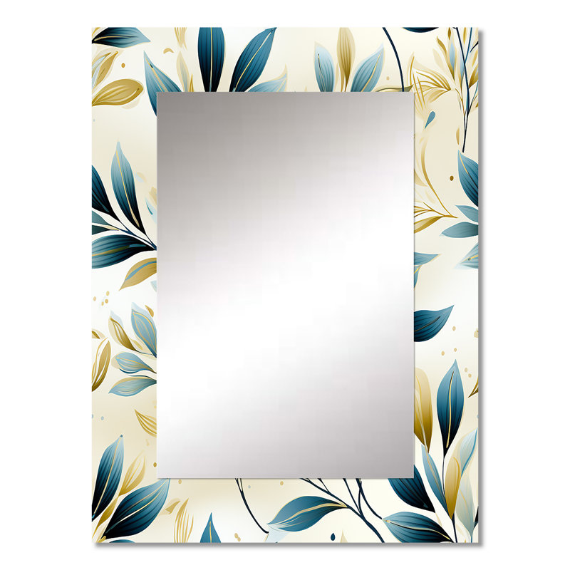 Wyarno Coastal Neutrals - miroir décoratif de plantes, miroir mural bohème, impression d'art en métal, 32 po x 24 po