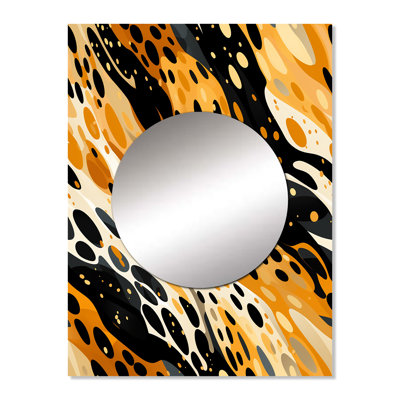 Orange And Black Modern Cheetah Print - animal print  Mirror, Glam Unique Wall Mirror, Printed Metal Art