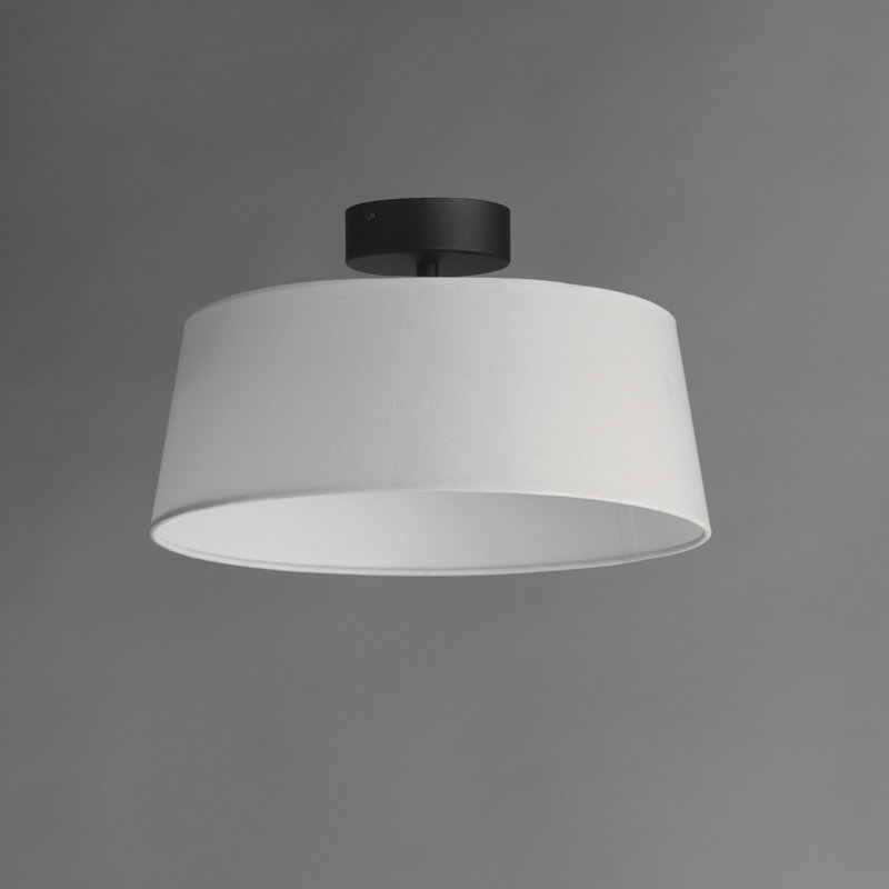 Melva Linen LED Semi Flush Mount, 8.75" H x 16" W x 16" D, Black