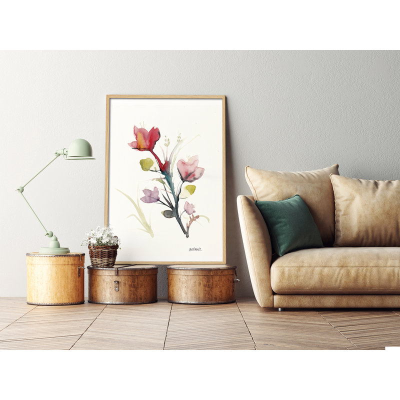 Nature Flores Rojas by Bruno Vázquez - Single Picture Frame Painting, 90cm H x 60cm W x 3cm D