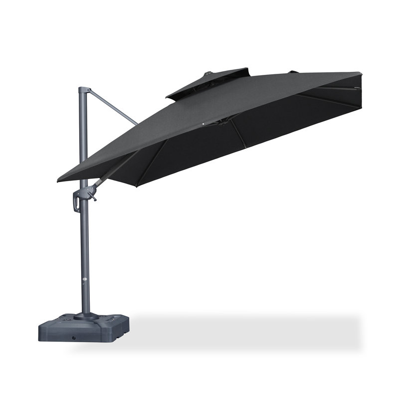 Parasol en porte-à-faux carré avec base en ardoise océanique 10 pi x 10 pi Karnesha, L 120 po x P 120 po, Ardoise océanique