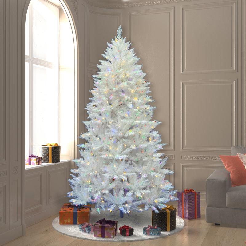 Arbre de Noël artificiel épinette blanche, DEL blanc pur, H 14 pi