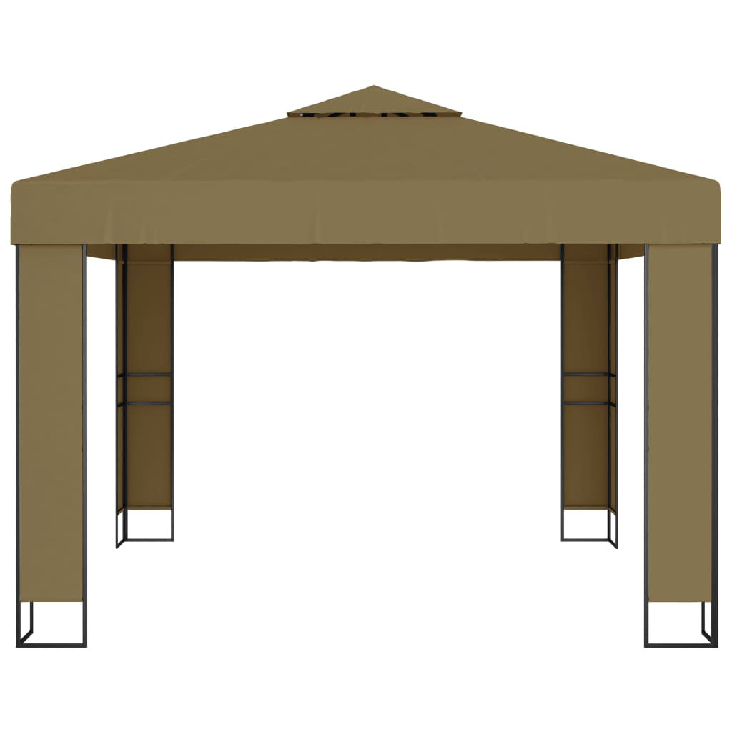 Vidaxl Gazebo With Double Roof And Led String Lights 3X3x2.7 M Taupe 180 G/M² - Image 3