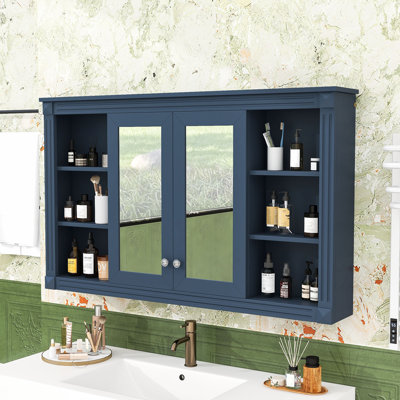 Armoire à miroir murale avec rangement personnalisable, étagère ouverte