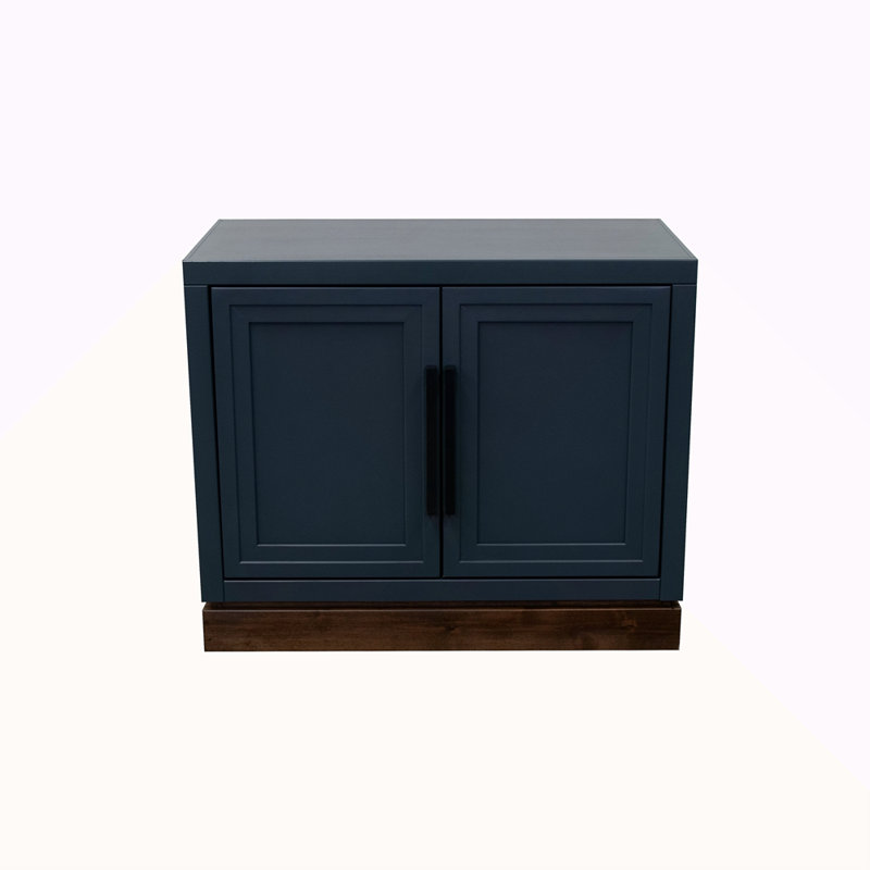 Armoire modulaire à 2 portes Nora, sans assemblage requis, denim bleu et finition whisky