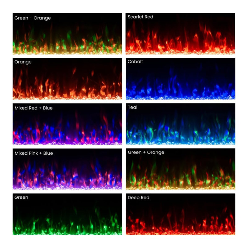 Vibrance Recessed or Wall Mounted Electric Fireplace Heater, Multi-Flame Colors, Voice Assistant Compatible, Logs & Crystals, Remote Control