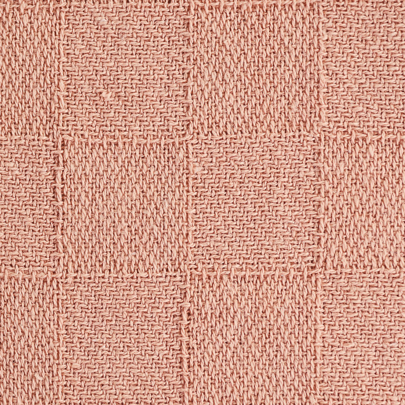 Coral Pink Organic Cotton Throw Blanket with Fringe