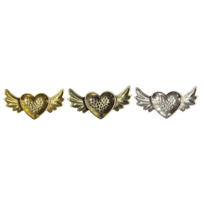 Set Of 3 Metal Heart With Wings