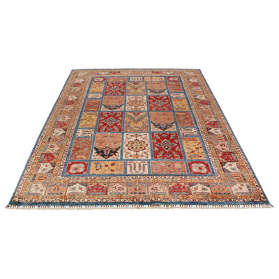 7x10 Navy and Multicolor Turkish Oushak Rug