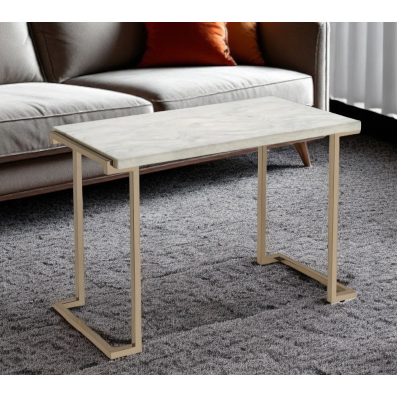 Table basse 44 "en faux marbre et fer 44"