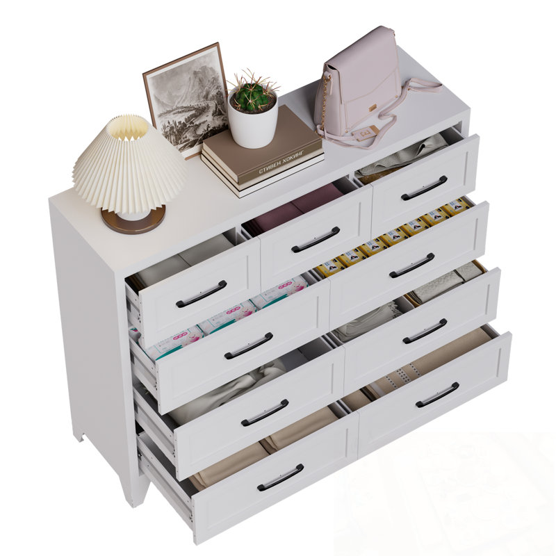 Commodes décoratives avec 9 tiroirs et pieds robustes