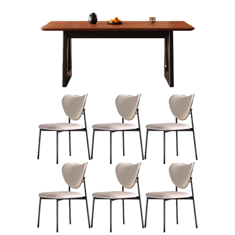 Table de salle à manger rectangulaire en bois massif avec pieds noirs, H 29,53 po x l 62,99 po x P 31,5 po