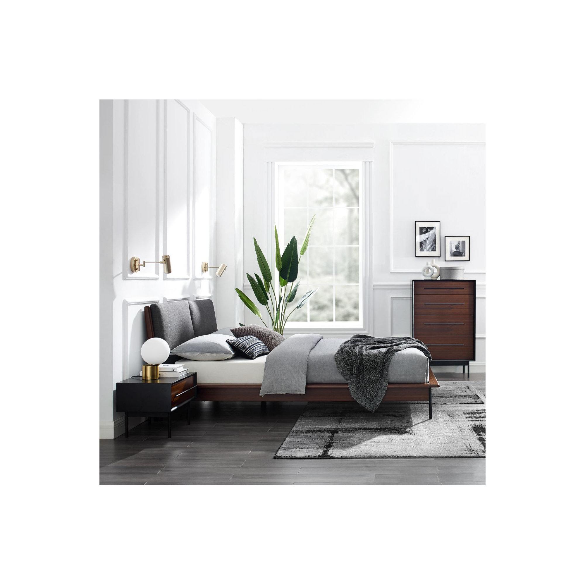 Raines Upholstered Bed, Gray, Queen
