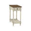 Table d'appoint en placage brun avec rangement - Meuble d'appoint à 2 niveaux pour salon, style traditionnel, tiroir de 63,5 cm de haut.