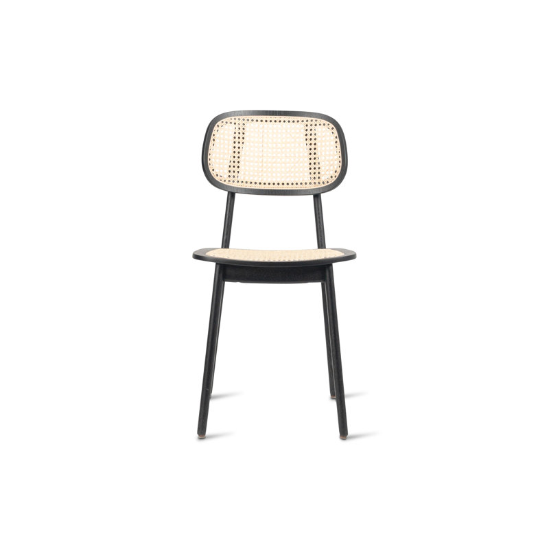 Titus Outdoor Dining Side Chair, Black/Oak