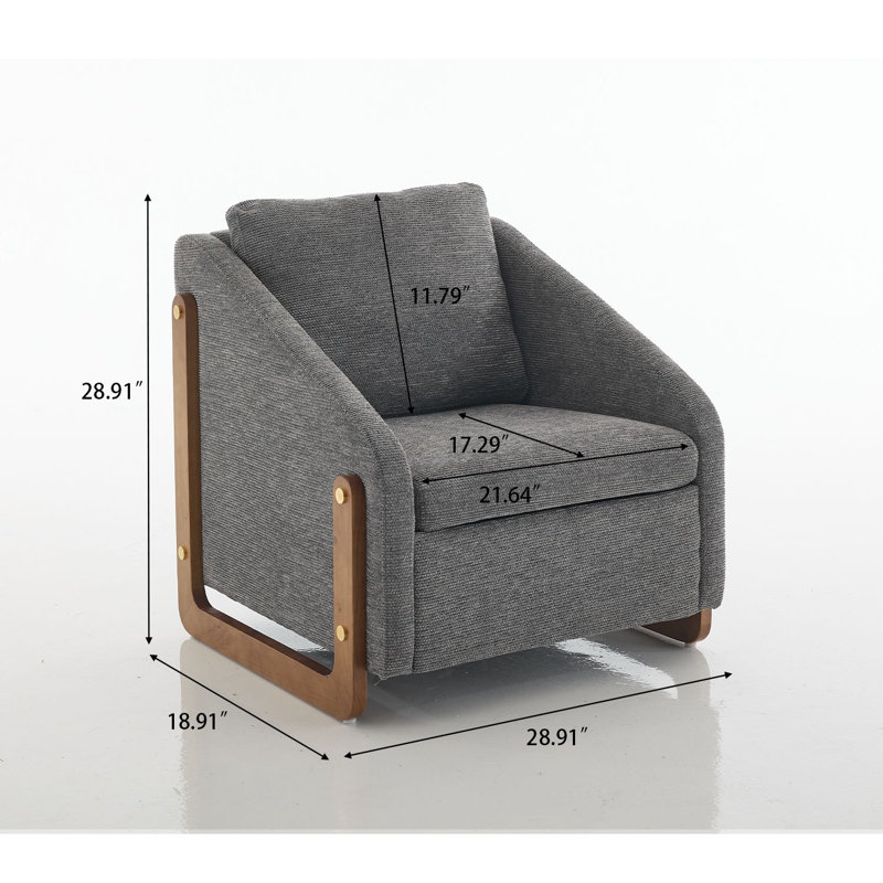 Chaise avec accoudoirs rembourrés Modern Chenille, Gris