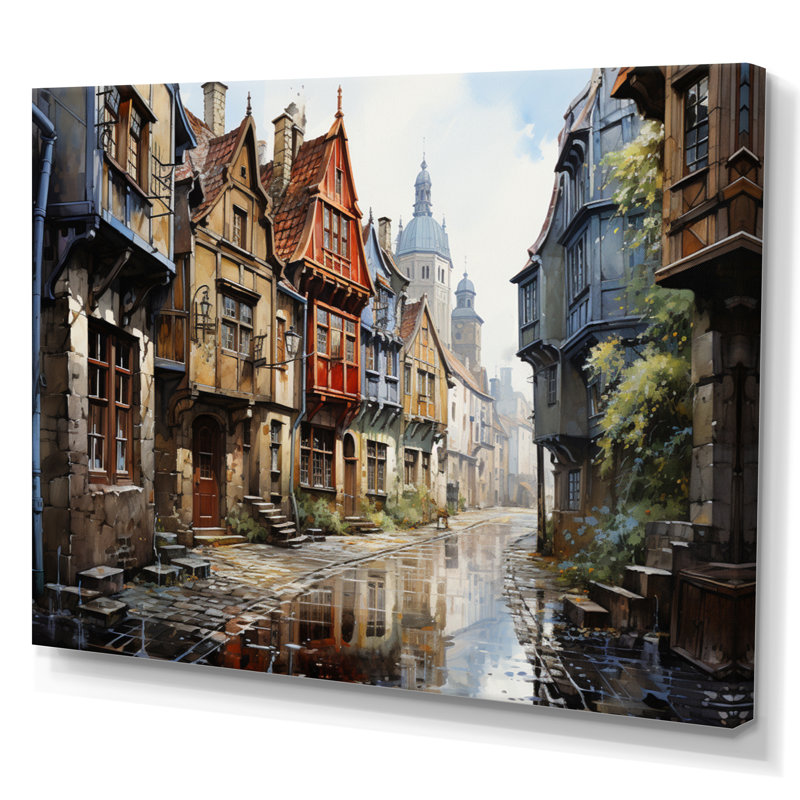 «Danemark Old Town Alley I», reproduction sur toile, H 24 po x l 32 po x P 1 po, Toile tendue