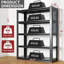 Étagère de rangement robuste en métal à 5 niveaux avec panneau perforé intégré, noir profond, l 47,2 po x P 18 po x H 78 po