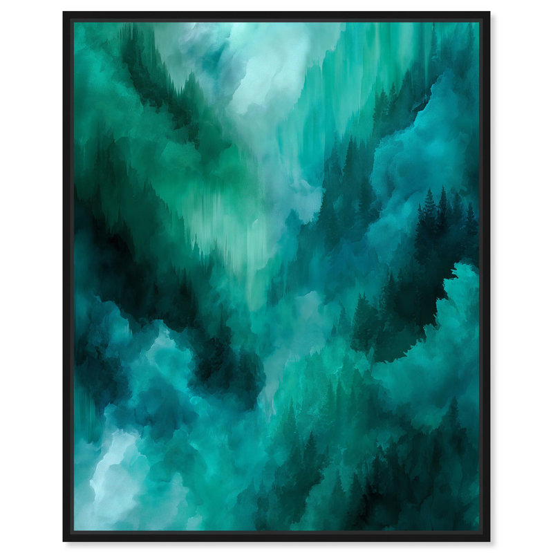 Toile texturée bleu sarcelle II, art abstrait bleu sarcelle , H 21 po x l 17 po, Cadre flottant noir